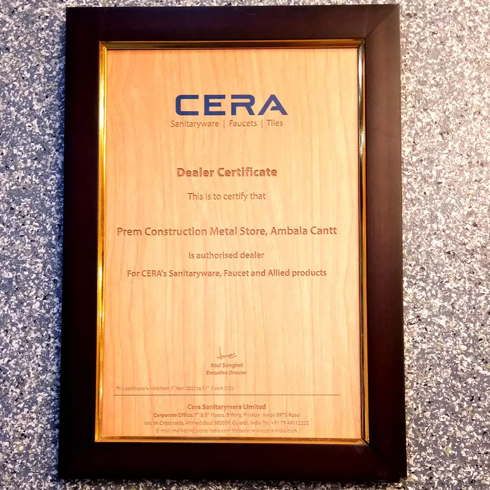 Cera Dealer Certificate